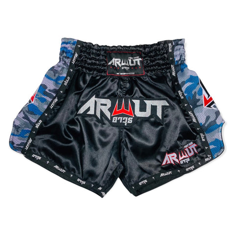 Arwut Muay Thai Shorts "Brave Soldier" Edition Black/Blue Camo