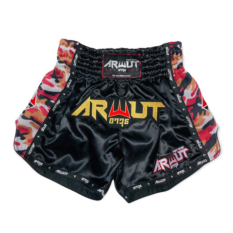 Arwut Muay Thai Shorts "Brave Soldier" Edition Black/Red Camo